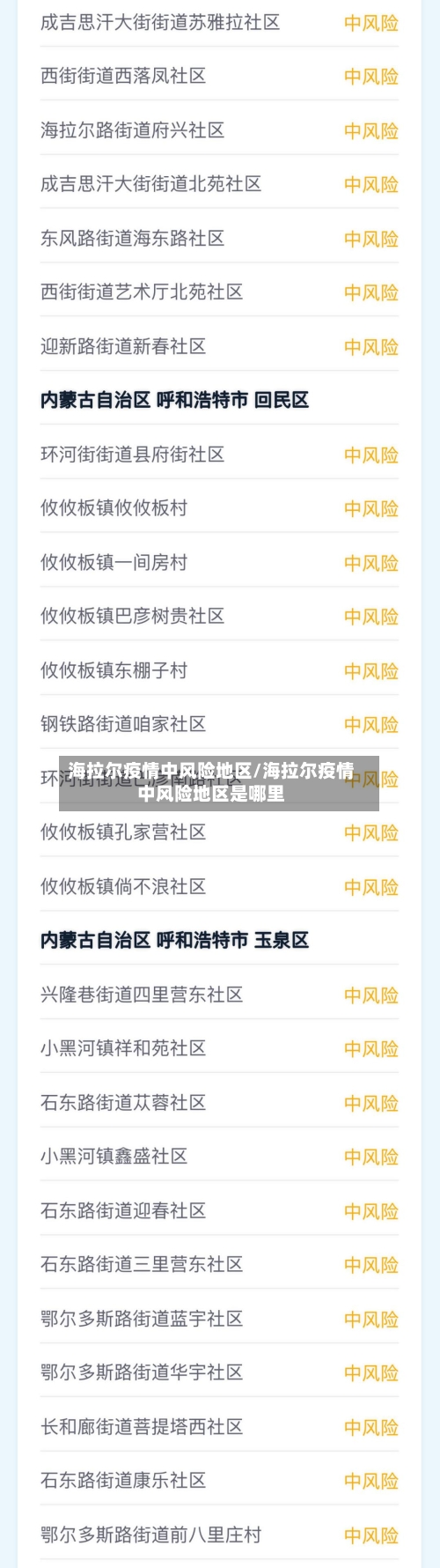 海拉尔疫情中风险地区/海拉尔疫情中风险地区是哪里-第2张图片