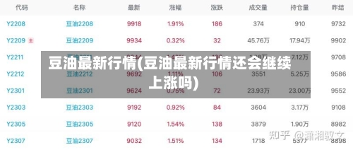 豆油最新行情(豆油最新行情还会继续上涨吗)-第2张图片